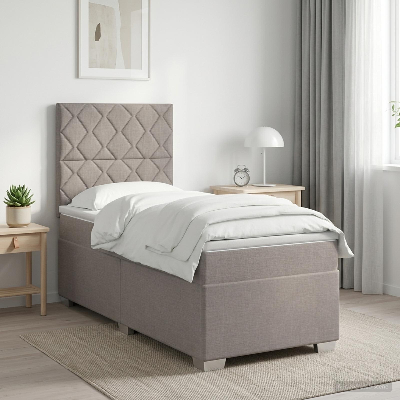 3453329_1.jpg vidaXL Posteľ boxspring s matracom Sivohnedá 90 x 200 cm Látka – Obrázok 1