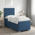 vidaXL Posteľ boxspring s matracom Modrá 90 x 200 cm Látka