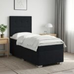 vidaXL Posteľ boxspring s matracom Čierna 100 x 200 cm Látka