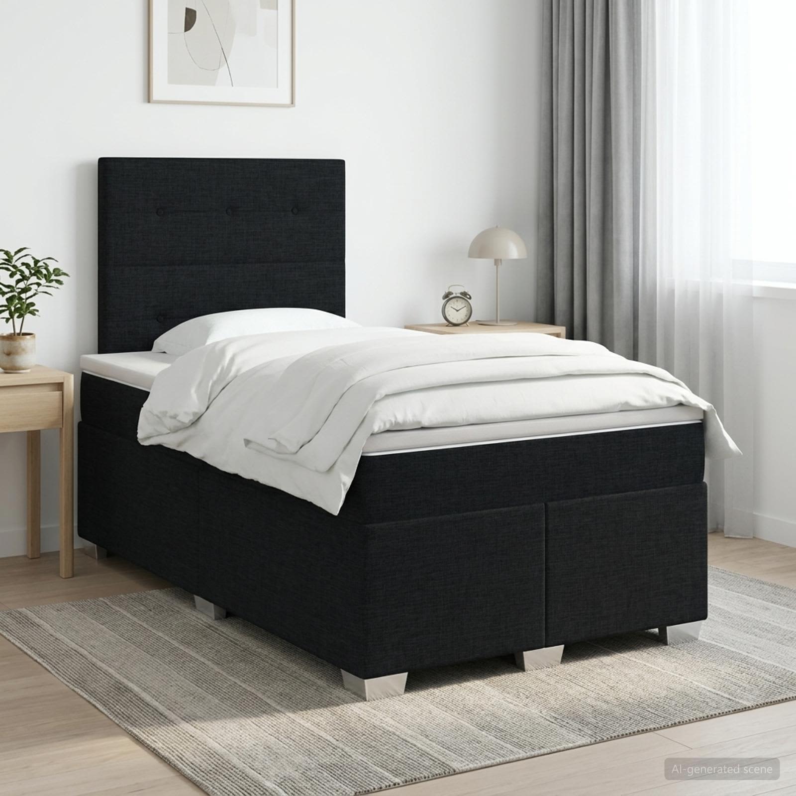 3453362_1.jpg vidaXL Posteľ boxspring s matracom Čierna 120 x 190 cm Látka – Obrázok 1