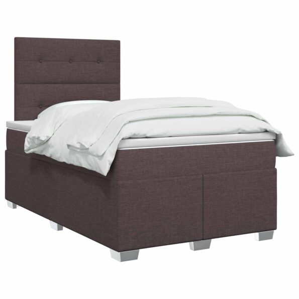 vidaXL Posteľ boxspring s matracom Tmavohnedá 120 x 190 cm Látka – Obrázok 3
