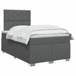 vidaXL Posteľ boxspring s matracom Tmavosivá 120 x 190 cm Látka – Obrázok 3