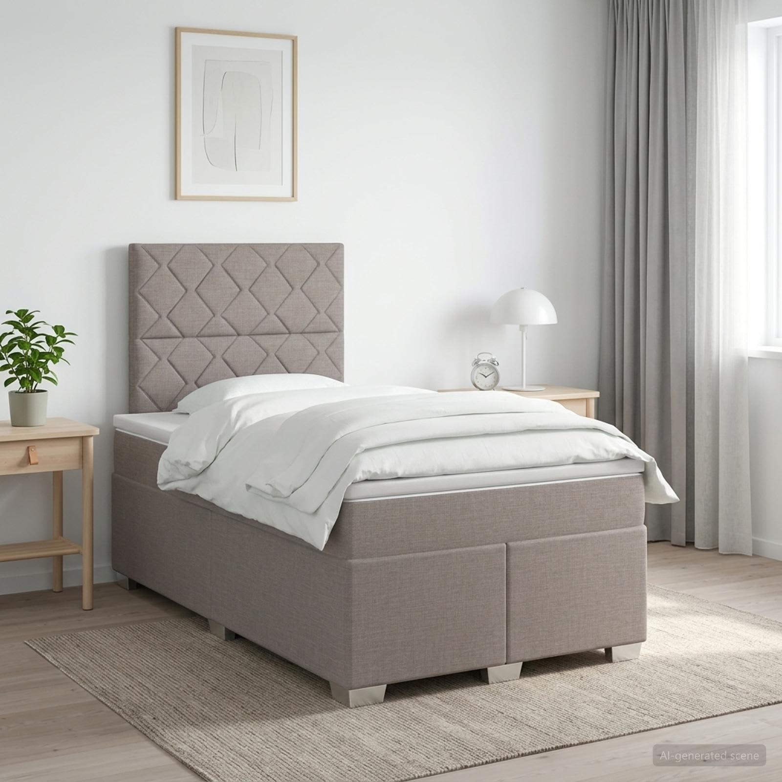 3453371_1.jpg vidaXL Posteľ boxspring s matracom Sivohnedá 120 x 190 cm Látka – Obrázok 1