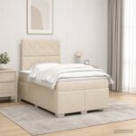 vidaXL Posteľ boxspring s matracom Krémová 120 x 190 cm Látka