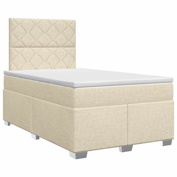 vidaXL Posteľ boxspring s matracom Krémová 120 x 190 cm Látka – Obrázok 2