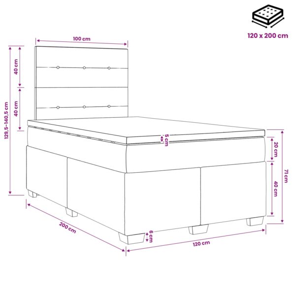 vidaXL Posteľ boxspring s matracom Svetlosivá 120 x 200 cm Látka – Obrázok 11