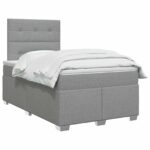 vidaXL Posteľ boxspring s matracom Svetlosivá 120 x 200 cm Látka – Obrázok 3