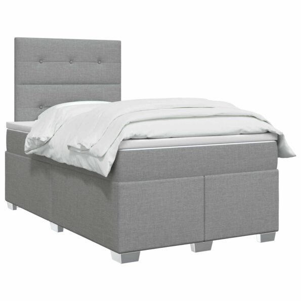 vidaXL Posteľ boxspring s matracom Svetlosivá 120 x 200 cm Látka – Obrázok 3