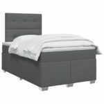 vidaXL Posteľ boxspring s matracom Tmavosivá 120 x 200 cm Látka – Obrázok 3