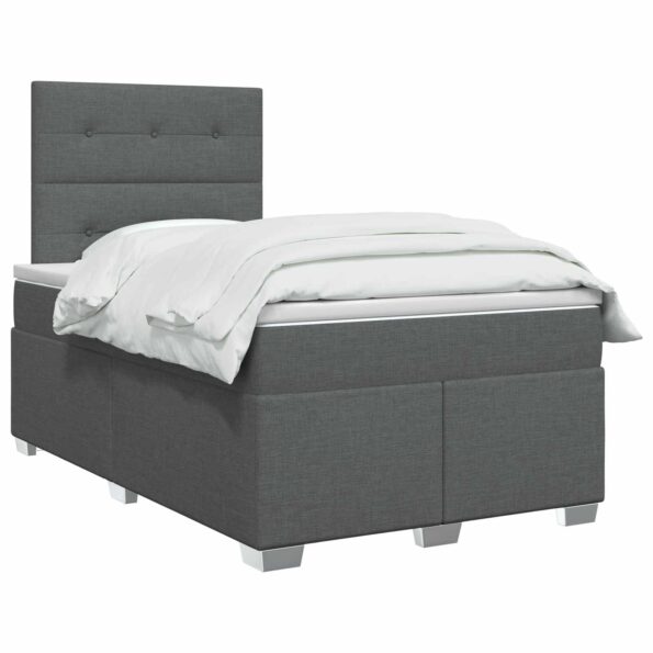 vidaXL Posteľ boxspring s matracom Tmavosivá 120 x 200 cm Látka – Obrázok 3