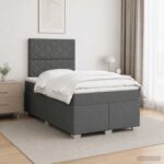 vidaXL Posteľ boxspring s matracom Tmavosivá 120 x 200 cm Látka