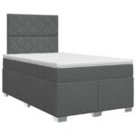 vidaXL Posteľ boxspring s matracom Tmavosivá 120 x 200 cm Látka – Obrázok 2