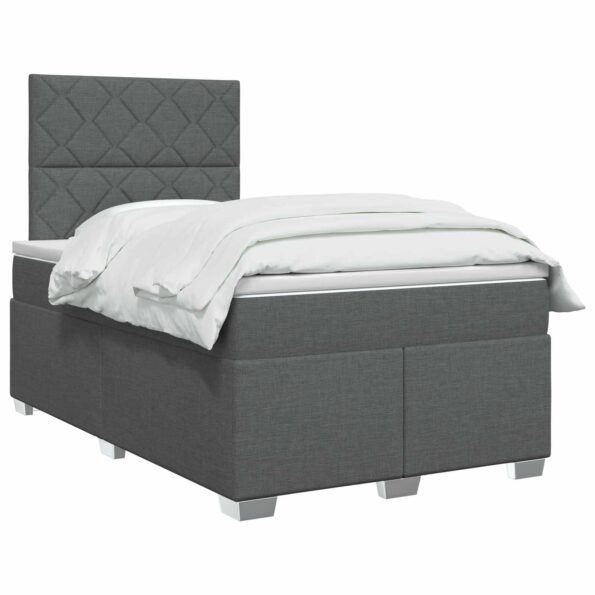 vidaXL Posteľ boxspring s matracom Tmavosivá 120 x 200 cm Látka – Obrázok 3