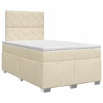 vidaXL Posteľ boxspring s matracom Krémová 120 x 200 cm Látka – Obrázok 2
