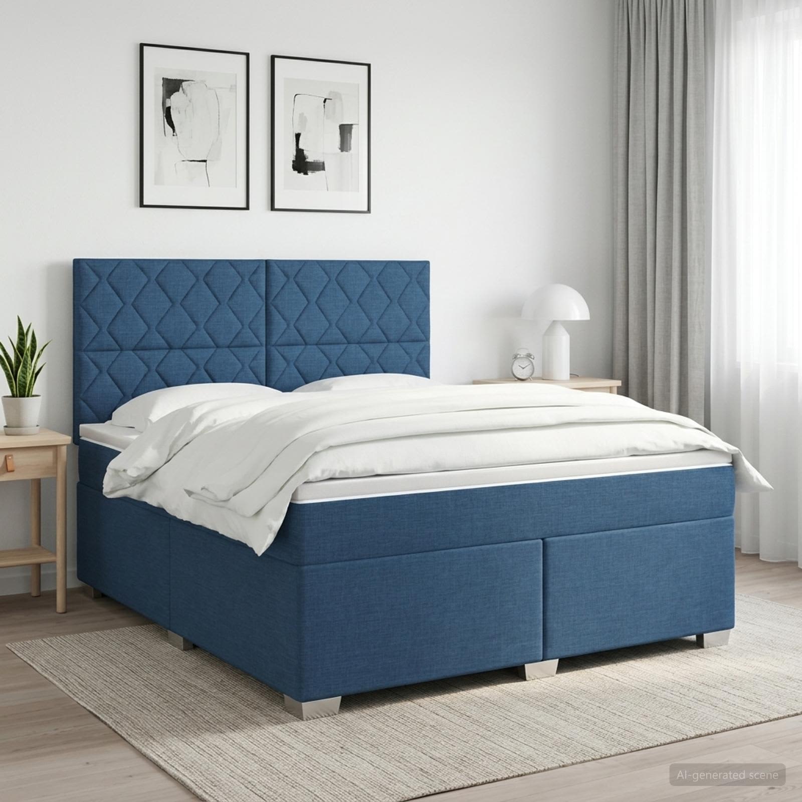 3453436_1.jpg vidaXL Posteľ boxspring s matracom Modrá 140 x 200 cm Látka – Obrázok 1