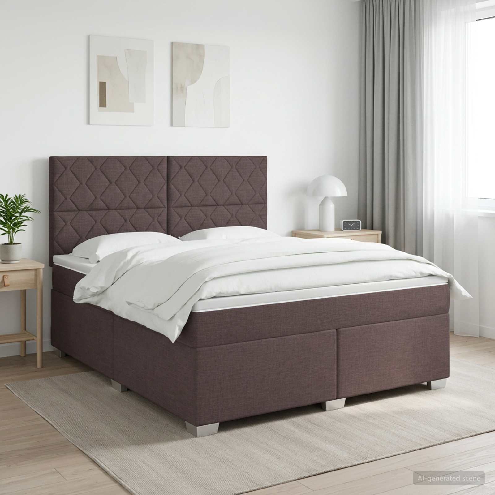 3453454_1.jpg vidaXL Posteľ boxspring s matracom Tmavohnedá 160 x 200 cm Látka – Obrázok 1