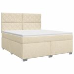 vidaXL Posteľ boxspring s matracom Krémová 160 x 200 cm Látka – Obrázok 2