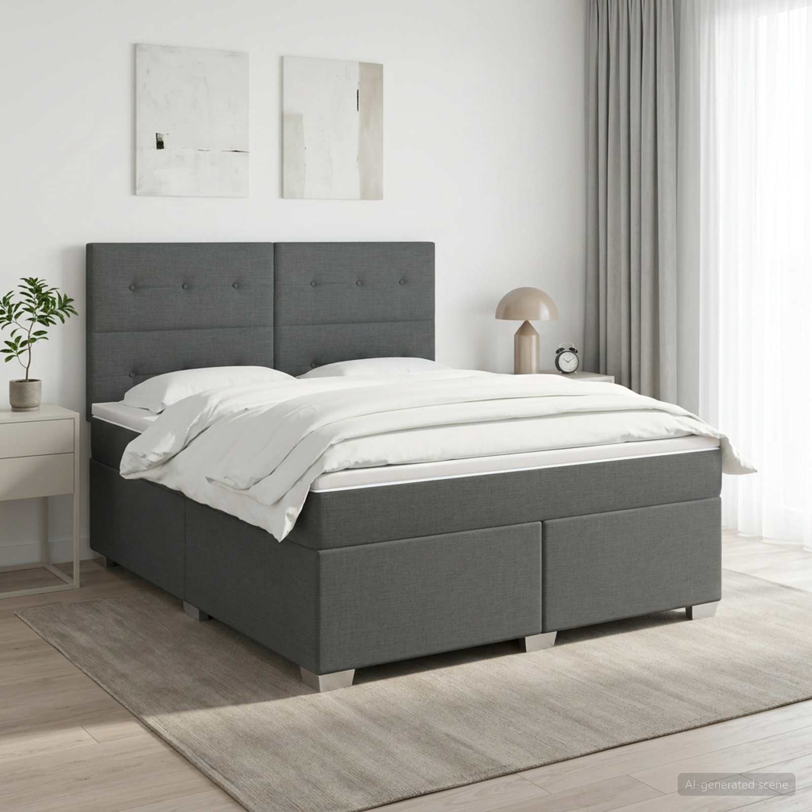 3453466_1.jpg vidaXL Posteľ boxspring s matracom Tmavosivá 180 x 200 cm Látka – Obrázok 1