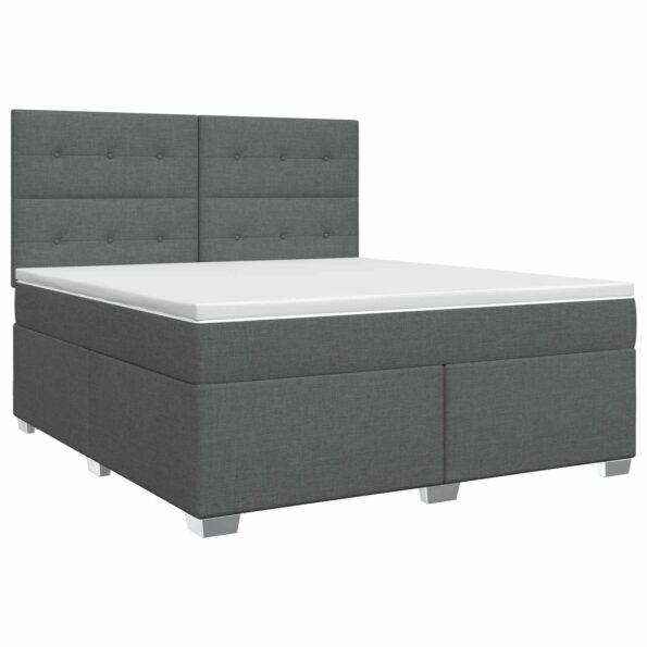 vidaXL Posteľ boxspring s matracom Tmavosivá 180 x 200 cm Látka – Obrázok 2