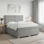 vidaXL Posteľ boxspring s matracom Svetlosivá 180 x 200 cm Látka