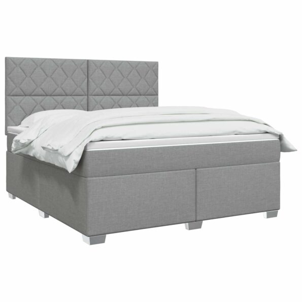 vidaXL Posteľ boxspring s matracom Svetlosivá 180 x 200 cm Látka – Obrázok 3