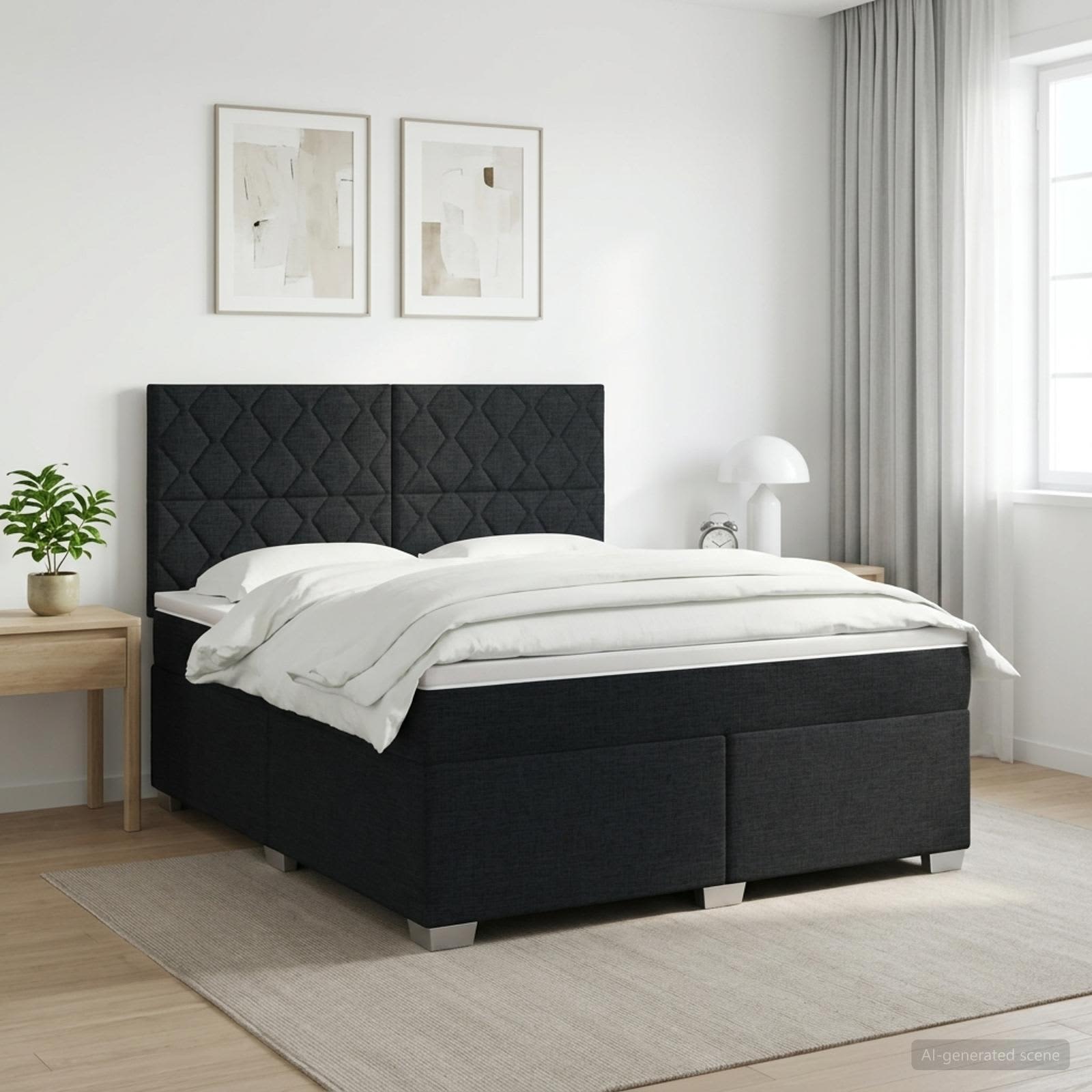3453474_1.jpg vidaXL Posteľ boxspring s matracom Čierna 180 x 200 cm Látka – Obrázok 1