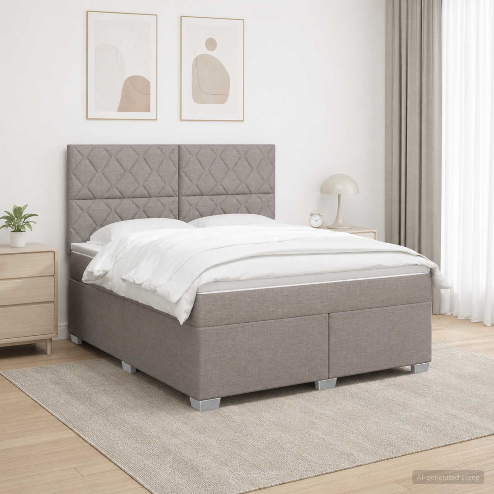 3453476_1.jpg vidaXL Posteľ boxspring s matracom Sivohnedá 180 x 200 cm Látka – Obrázok 1