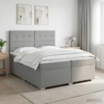 vidaXL Posteľ boxspring s matracom Svetlosivá 200 x 200 cm Látka