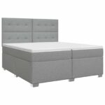 vidaXL Posteľ boxspring s matracom Svetlosivá 200 x 200 cm Látka – Obrázok 2