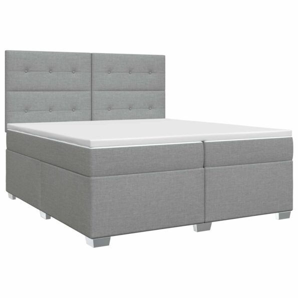 vidaXL Posteľ boxspring s matracom Svetlosivá 200 x 200 cm Látka – Obrázok 2