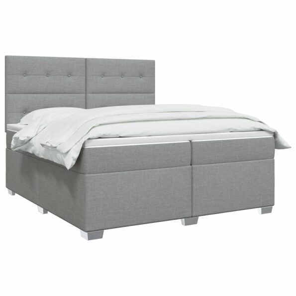 vidaXL Posteľ boxspring s matracom Svetlosivá 200 x 200 cm Látka – Obrázok 3