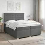 vidaXL Posteľ boxspring s matracom Tmavosivá 200 x 200 cm Látka