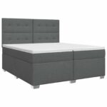 vidaXL Posteľ boxspring s matracom Tmavosivá 200 x 200 cm Látka – Obrázok 2
