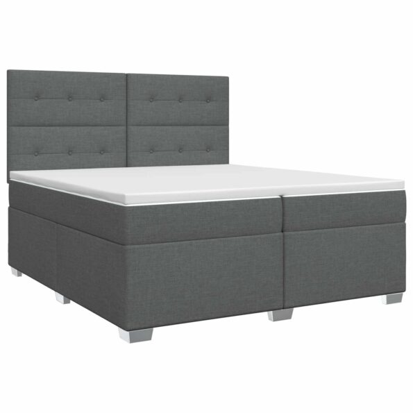 vidaXL Posteľ boxspring s matracom Tmavosivá 200 x 200 cm Látka – Obrázok 2
