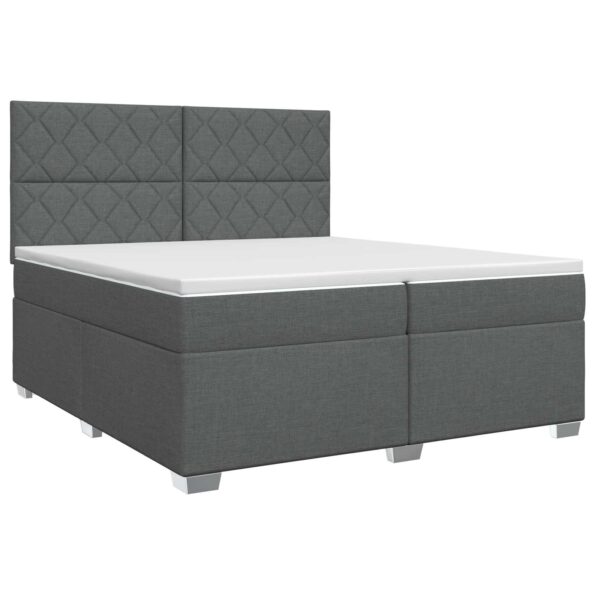 vidaXL Posteľ boxspring s matracom Tmavosivá 200 x 200 cm Látka – Obrázok 2