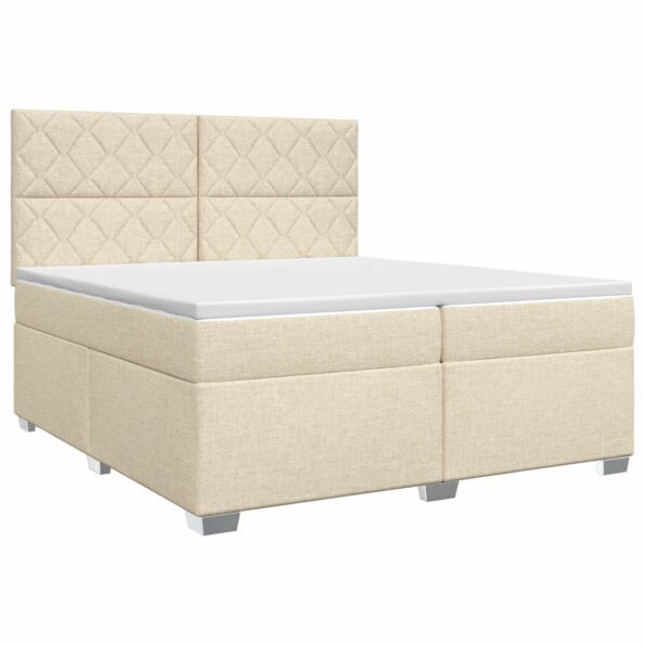 vidaXL Posteľ boxspring s matracom Krémová 200 x 200 cm Látka – Obrázok 2
