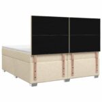 vidaXL Posteľ boxspring s matracom Krémová 200 x 200 cm Látka – Obrázok 8