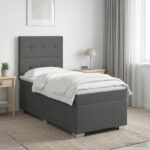 vidaXL Posteľ boxspring s matracom Tmavosivá Jednoduchý Látka