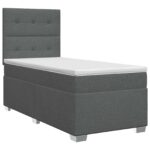 vidaXL Posteľ boxspring s matracom Tmavosivá Jednoduchý Látka – Obrázok 2