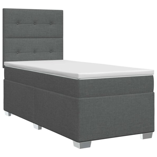 vidaXL Posteľ boxspring s matracom Tmavosivá Jednoduchý Látka – Obrázok 2