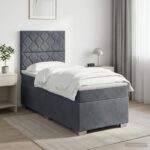 vidaXL Posteľ boxspring s matracom Tmavosivá 80 x 200 cm Zamat