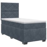vidaXL Posteľ boxspring s matracom Tmavosivá 80 x 200 cm Zamat – Obrázok 2