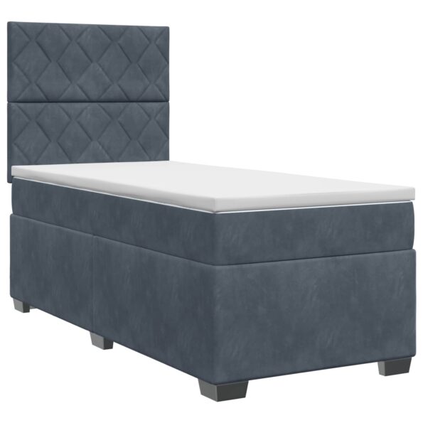 vidaXL Posteľ boxspring s matracom Tmavosivá 80 x 200 cm Zamat – Obrázok 2