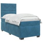 vidaXL Posteľ boxspring s matracom Modrá 80 x 200 cm Zamat – Obrázok 3