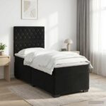 vidaXL Posteľ boxspring s matracom Čierna 90 x 190 cm Zamat