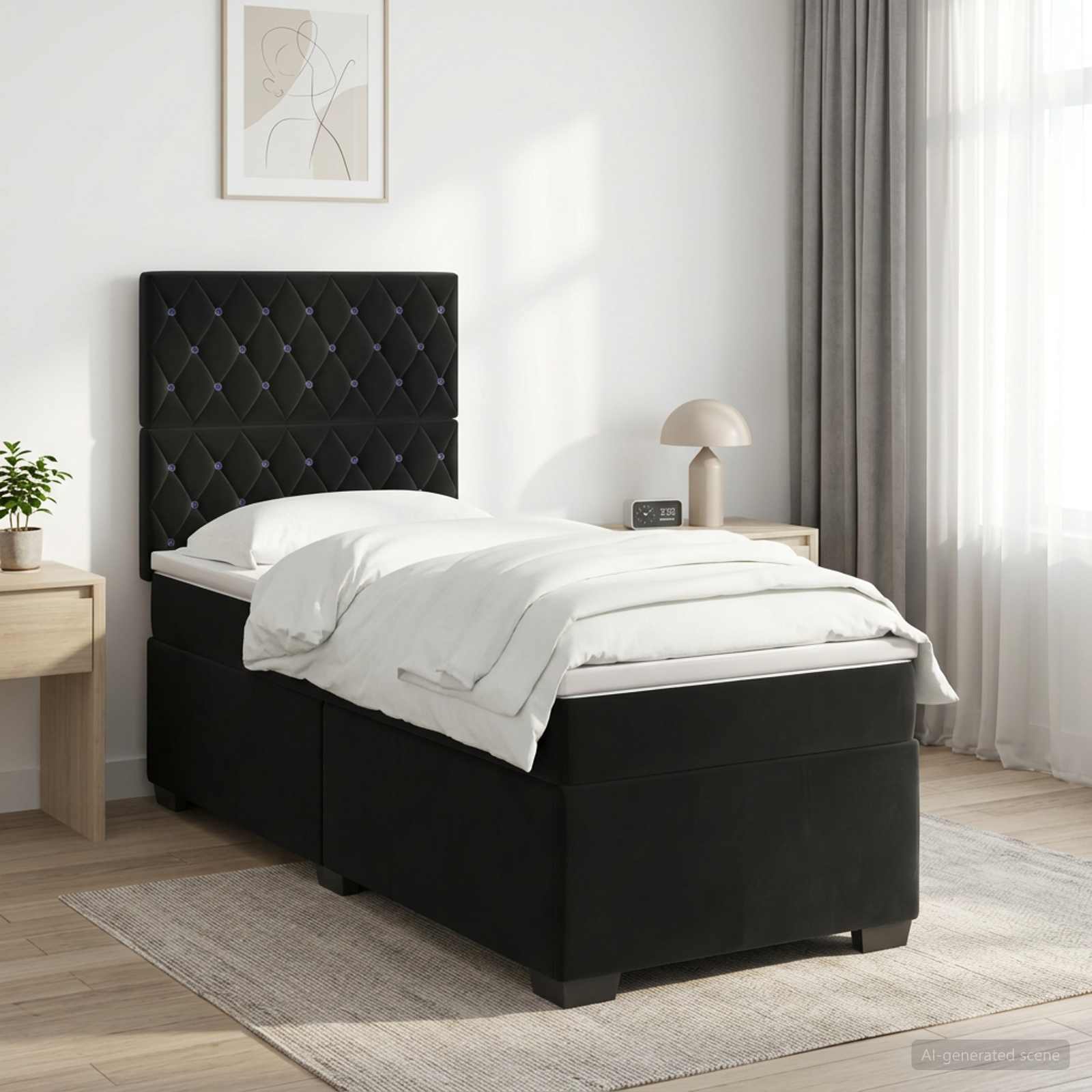 3453544_1.jpg vidaXL Posteľ boxspring s matracom Čierna 90 x 190 cm Zamat – Obrázok 1