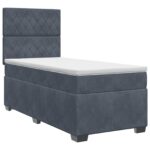 vidaXL Posteľ boxspring s matracom Tmavosivá 100 x 200 cm Zamat – Obrázok 2