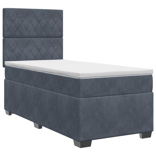 vidaXL Posteľ boxspring s matracom Tmavosivá 100 x 200 cm Zamat – Obrázok 2