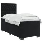 vidaXL Posteľ boxspring s matracom Čierna 100 x 200 cm Zamat – Obrázok 3