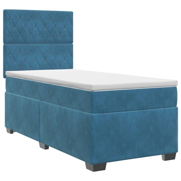 vidaXL Posteľ boxspring s matracom Modrá 100 x 200 cm Zamat – Obrázok 2